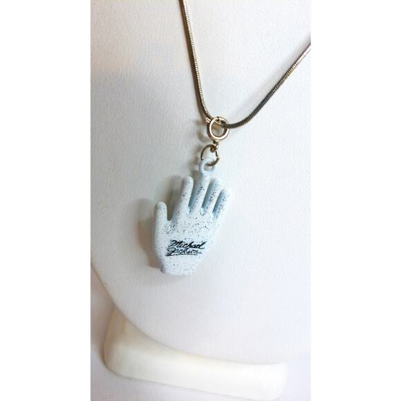 Vintage Michael Jackson King of Pop 1980's White Glitter Glove Choker Necklace - Picture 2 of 6